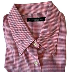 Panhandle Slim Plaid Button Down Shirt Long Sleeve Collared Pink Size‎ Large NEW